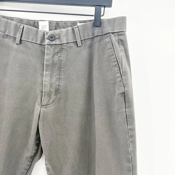 Gap Slim Chino Pants Mens Size 33x30 Dark Grey Stretch Career Ankle Straight - Picture 3 of 6